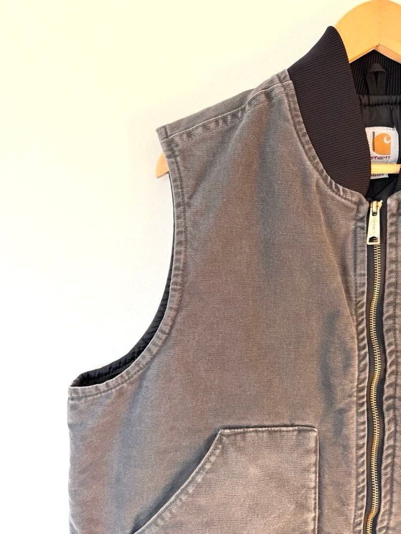 【大人気】良品 カーハート ダックベスト XL グレー フェード ヴィンテージ