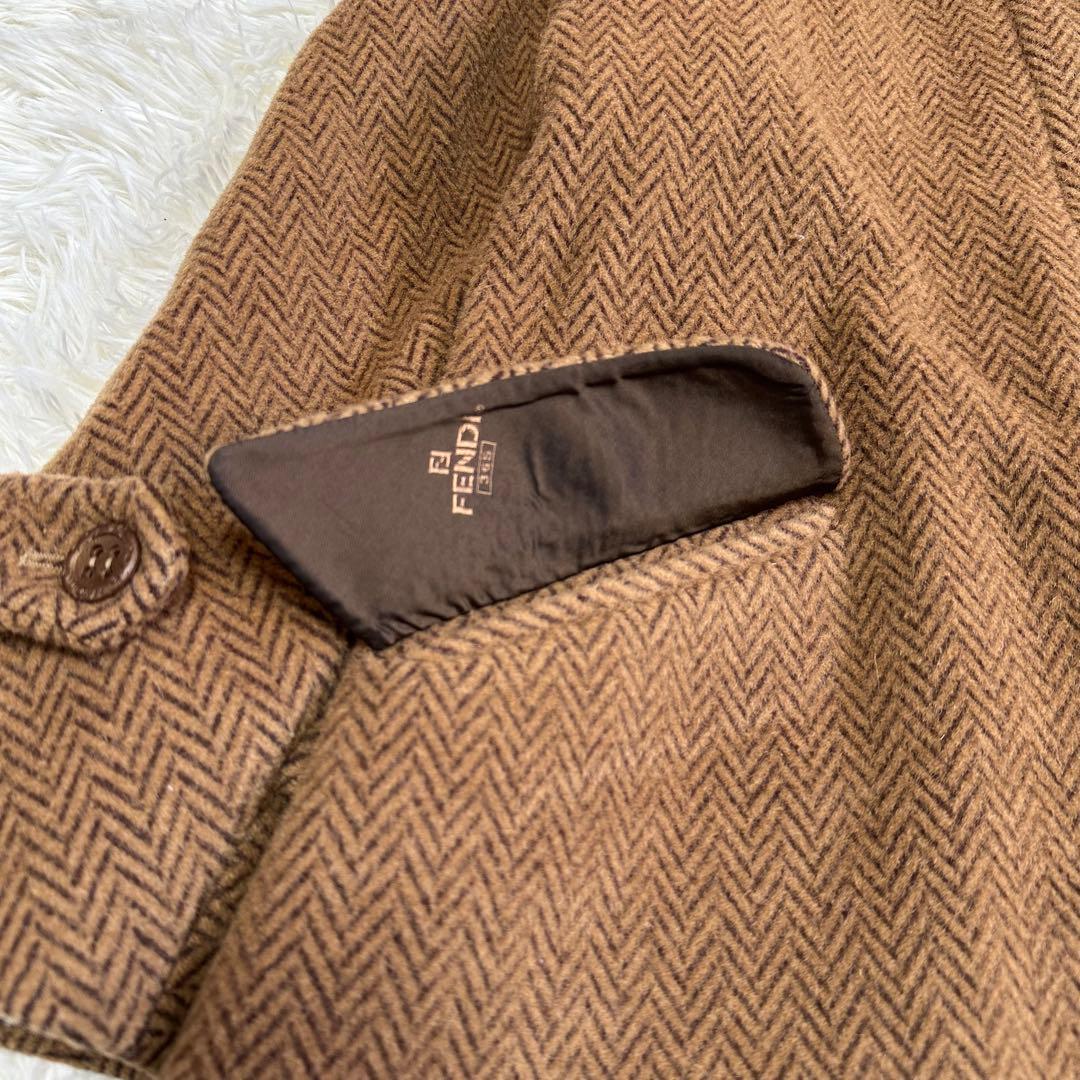 フェンディ　ロングコート　フォックスファー　アルパカ　モヘヤ　ヘリンボーン 42