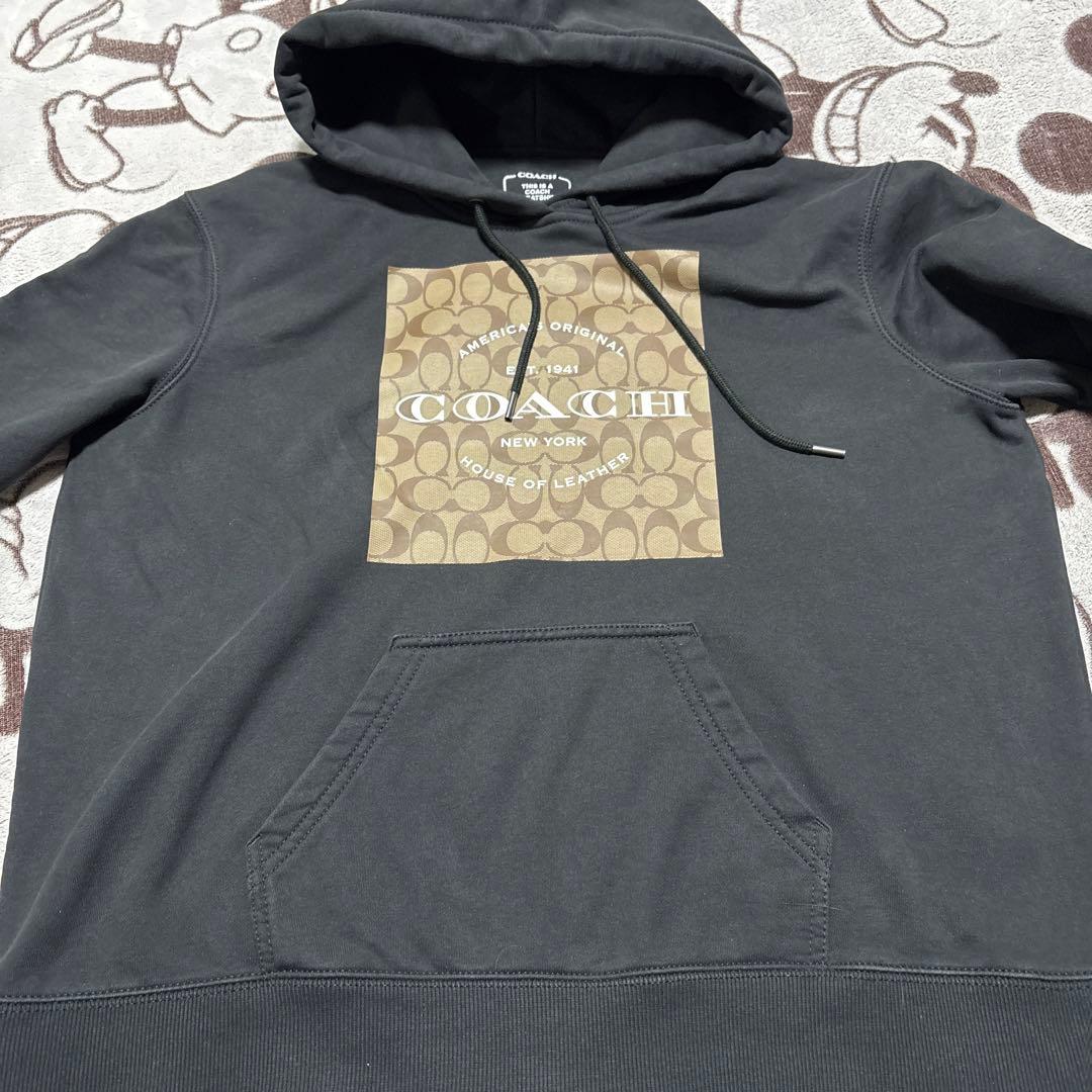 COACH 黒 M パーカー ロゴプリント
