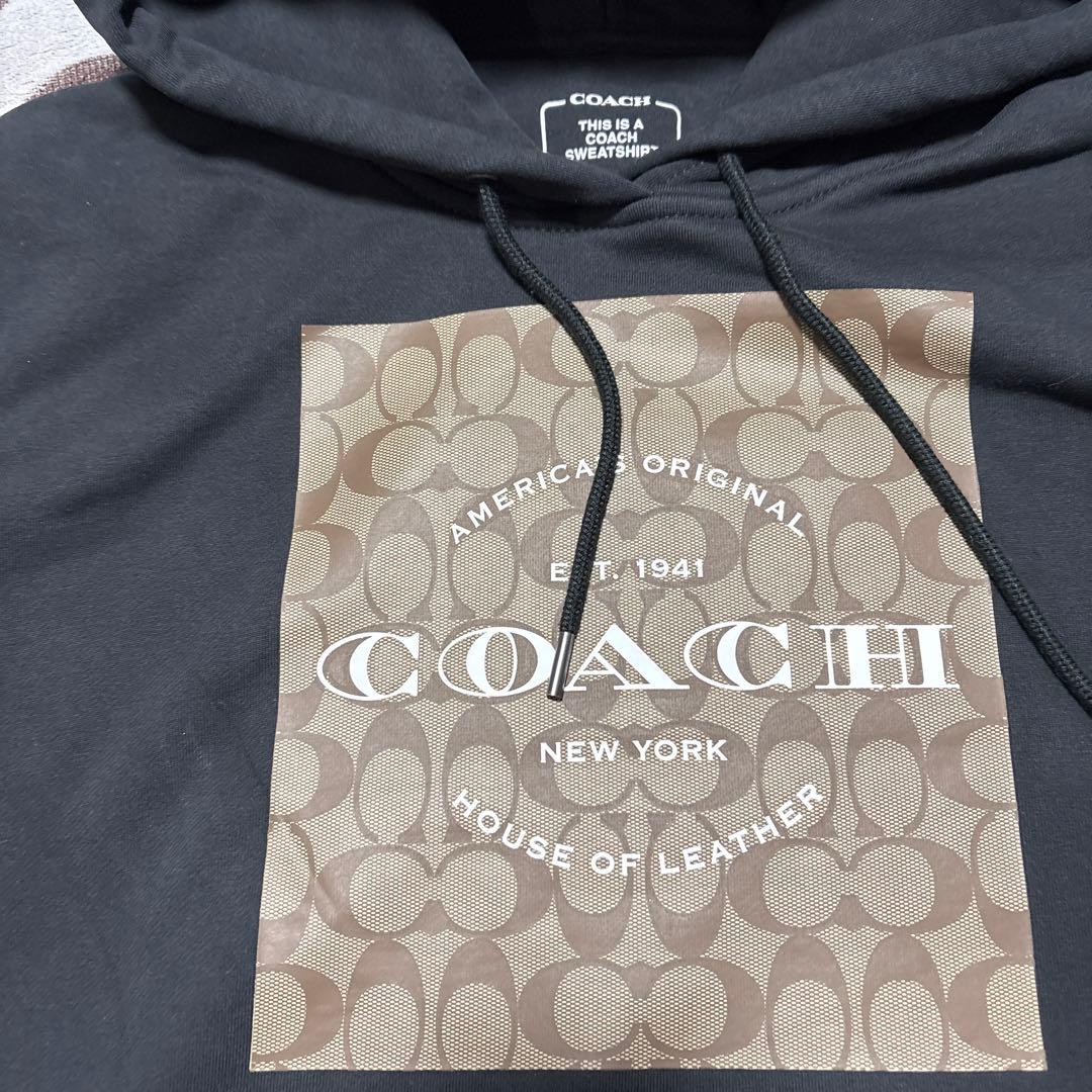 COACH 黒 M パーカー ロゴプリント