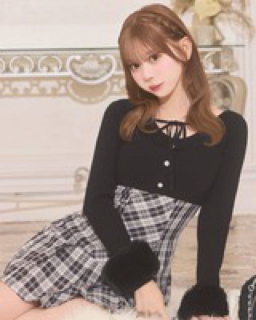 ミシェルマカロン ボレロsetチェックプリーツワンピ Fサイズ