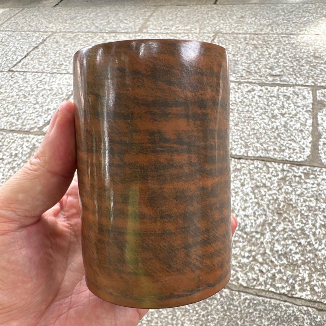 中国钦州 筆筒　文房具　落款あり