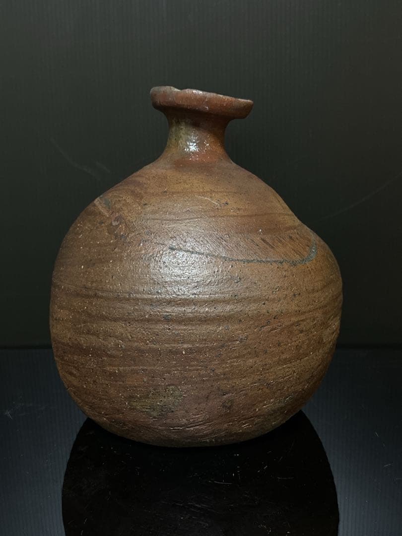 室町時代 極上 古備前 被焼 拉口緋襷自然釉 船徳利 蕪徳利 花瓶 酒器