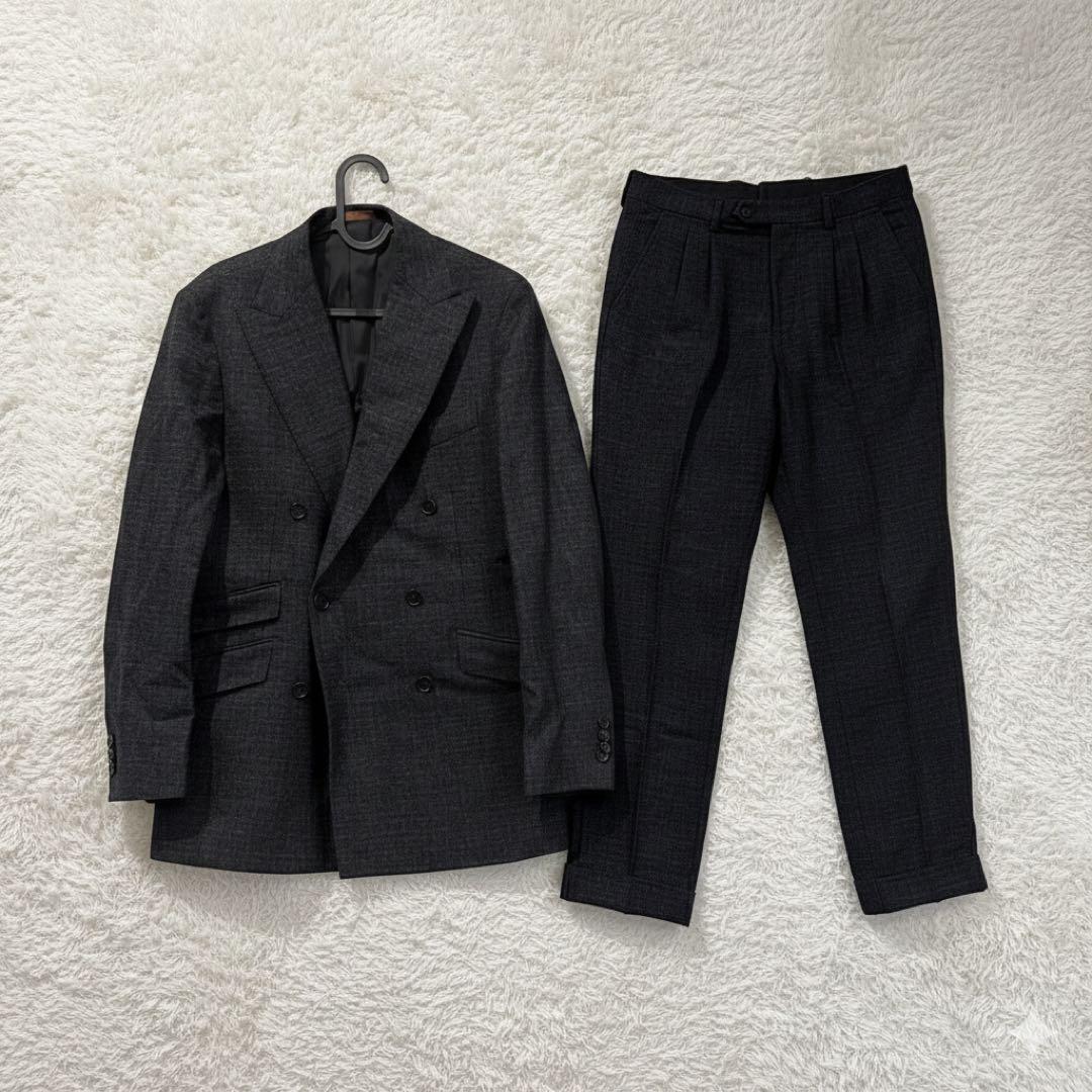 カノニコ ダブルジャケット セットアップ チェック グレー Super100