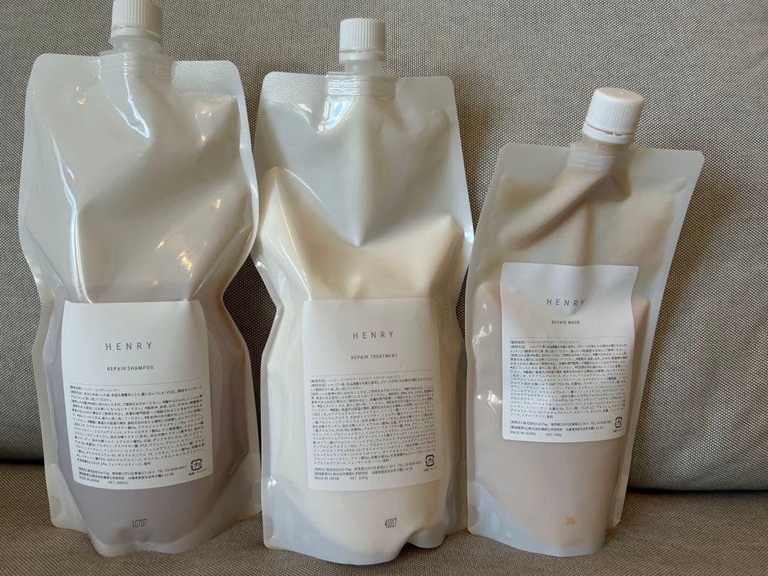 HENRYリペア シャンプー／トリートメント／マスク詰め替え用3点セット残量多め