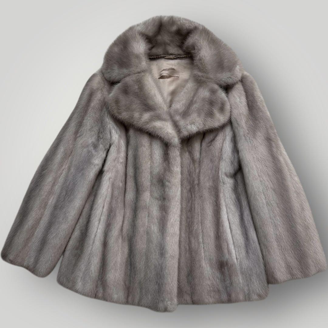 本毛皮☆サファイアミンク MINK ファーコート なめし柔らか◎ Lサイズ相当