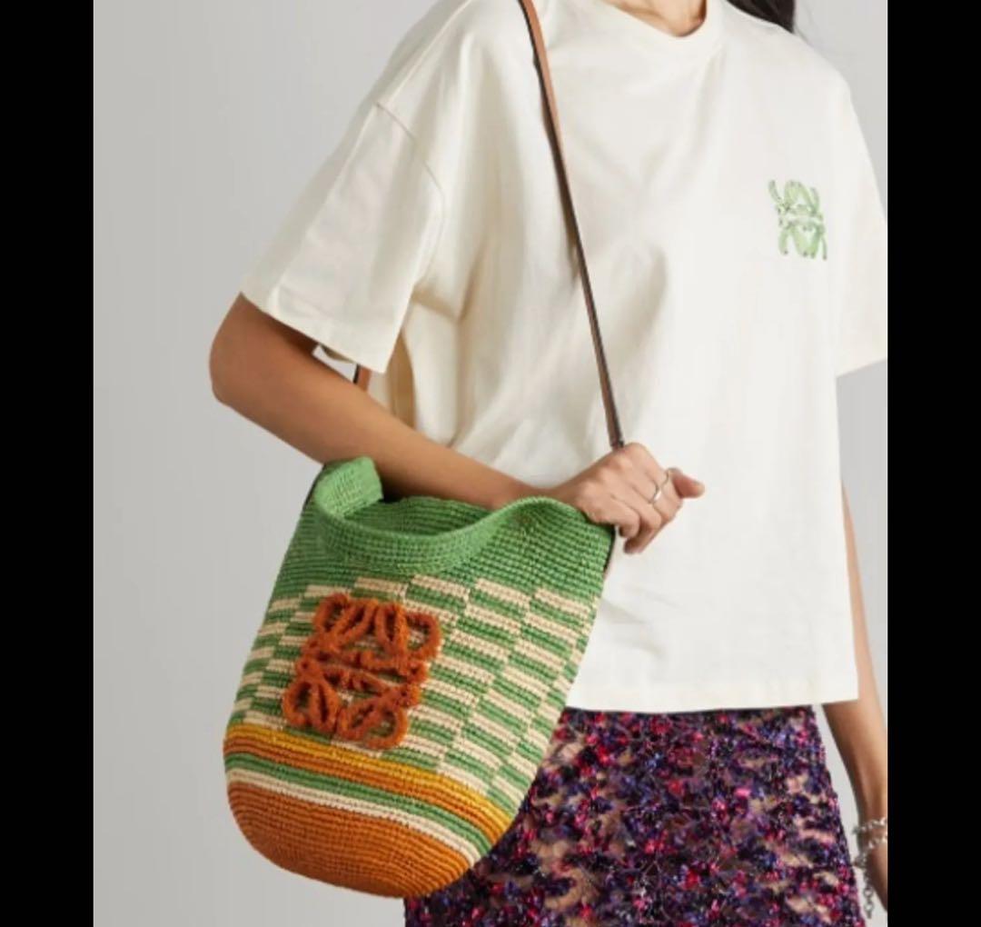 ロエベ　ラフィア　スリット　2way バッグ