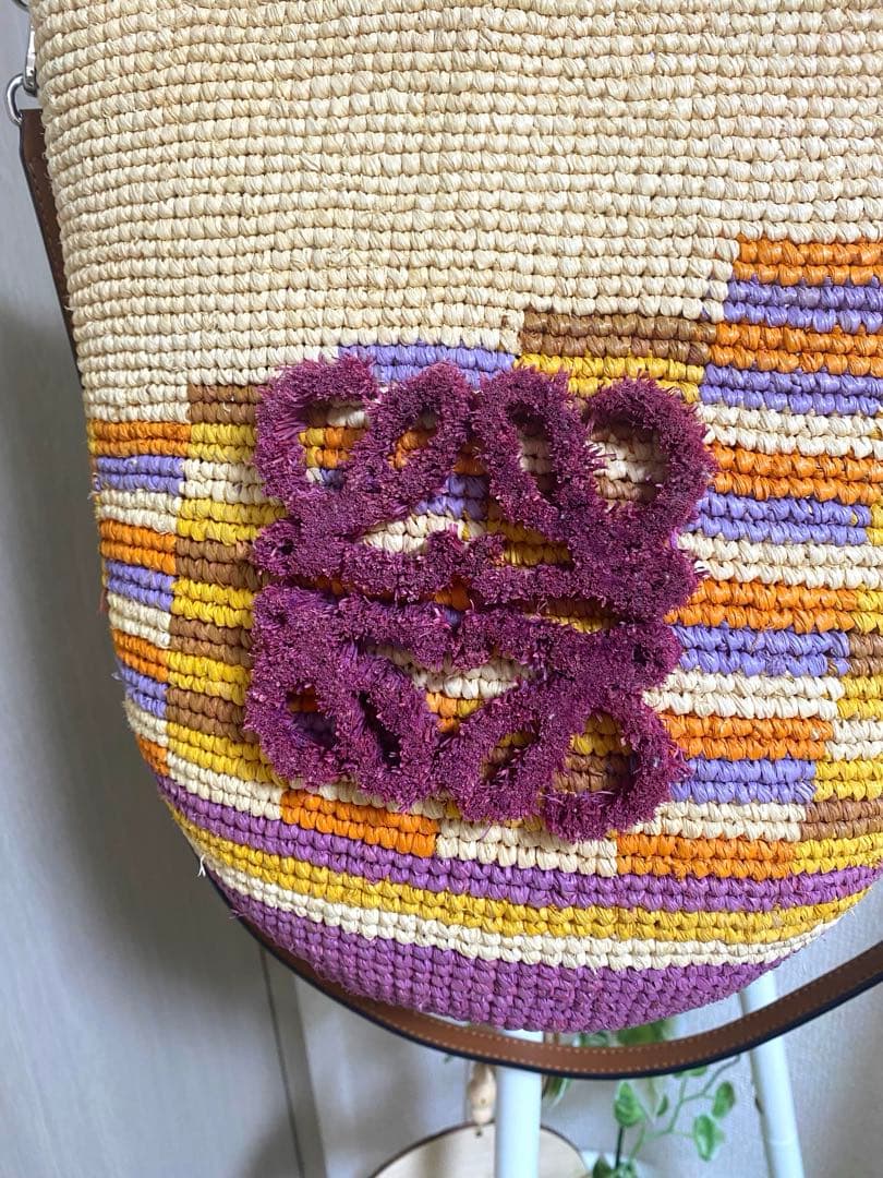 ロエベ　ラフィア　スリット　2way バッグ