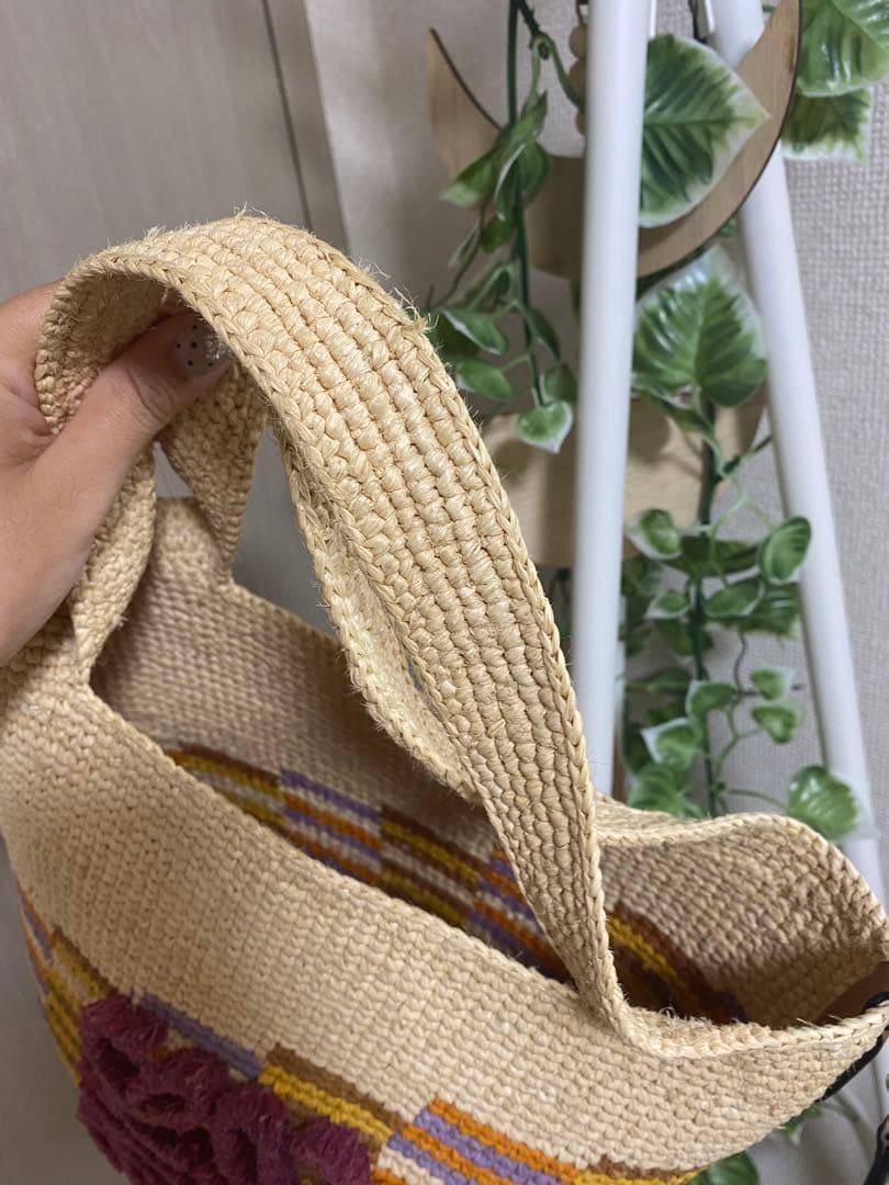 ロエベ　ラフィア　スリット　2way バッグ