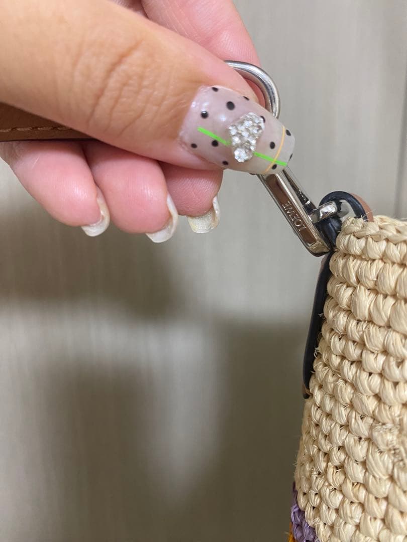 ロエベ　ラフィア　スリット　2way バッグ