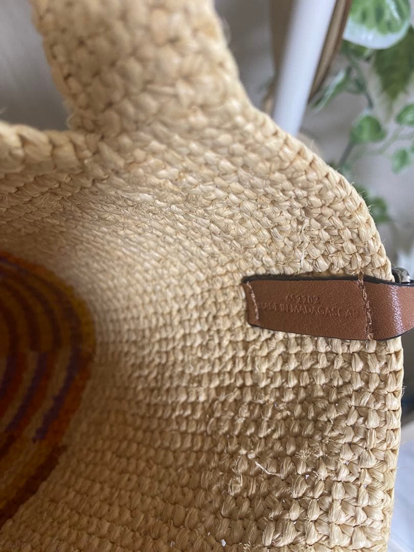 ロエベ　ラフィア　スリット　2way バッグ