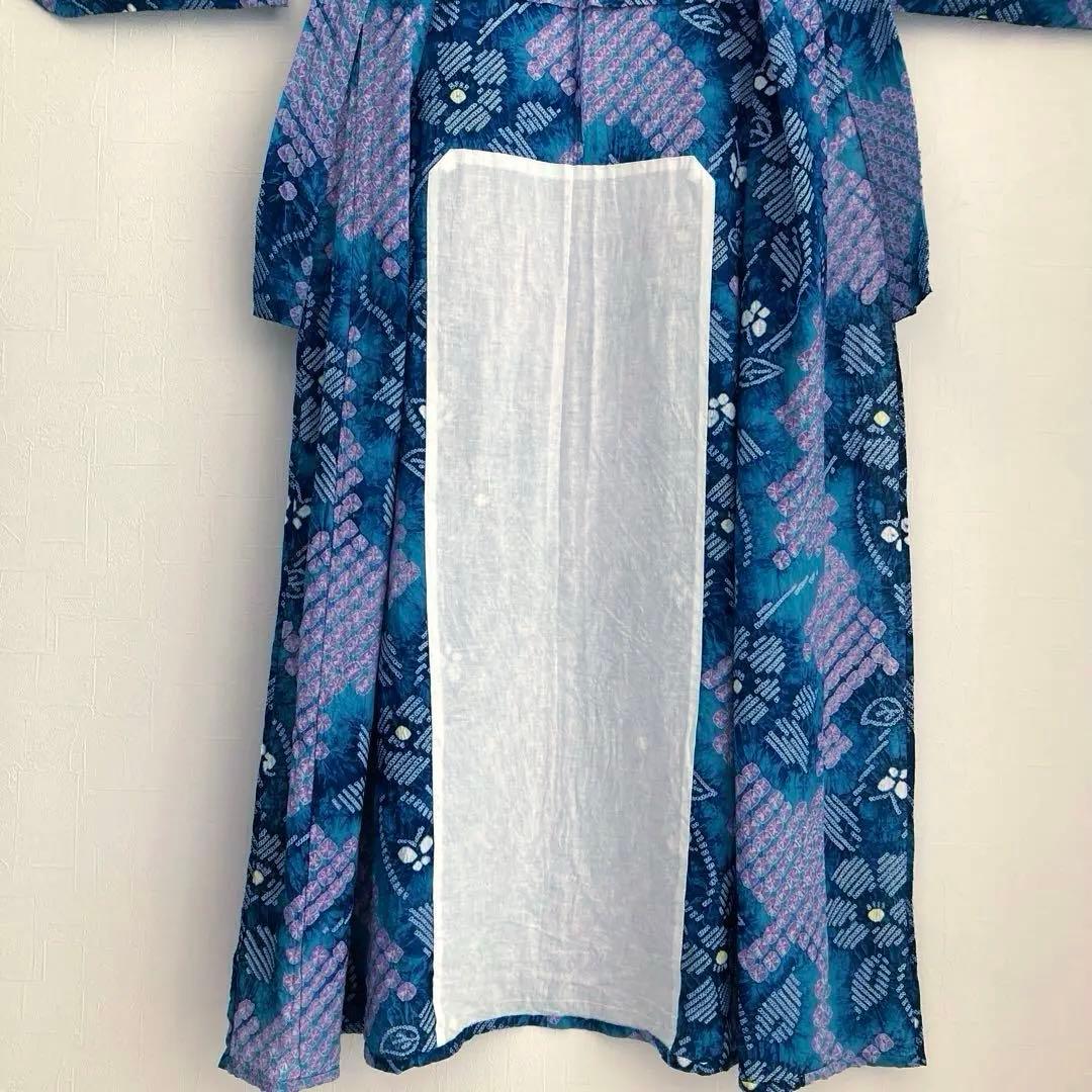 椿★ 有松絞り浴衣・有松鳴海絞り 大輪花模様　上質　N7-16