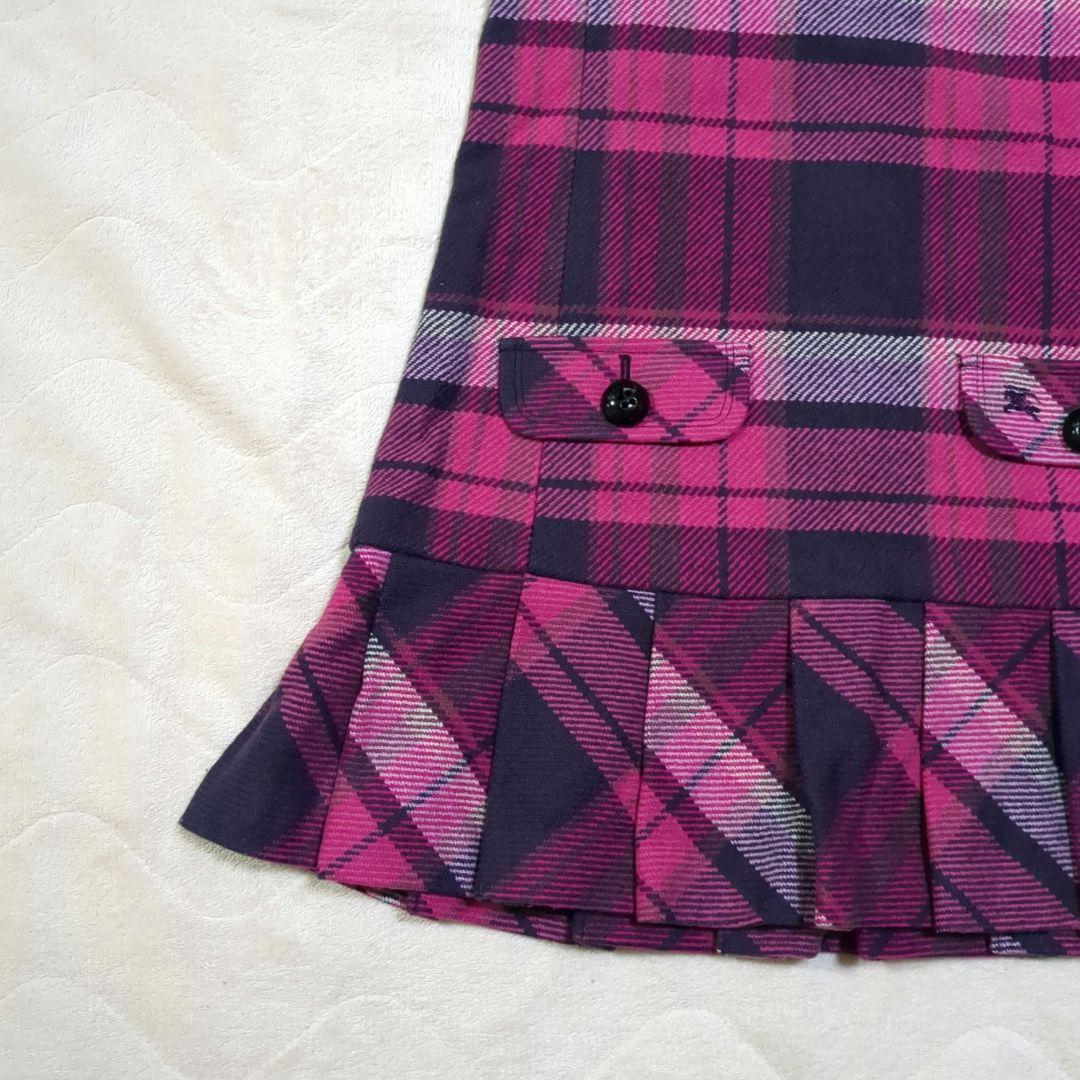 バーバリー　ブルーレーベル　ジャンパースカート　チェック　プリーツ　ピンク　38