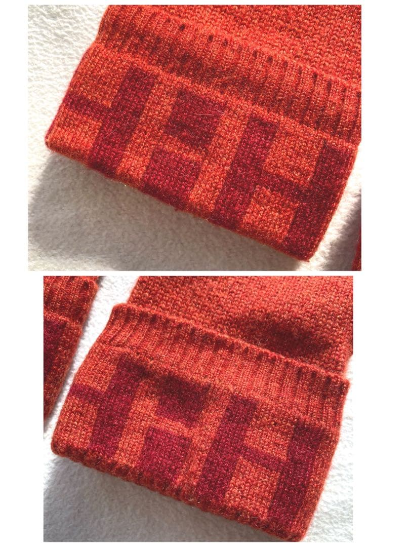 エルメス　カシミヤ100 Hモチーフ　手袋　オレンジ　サイズM 美品