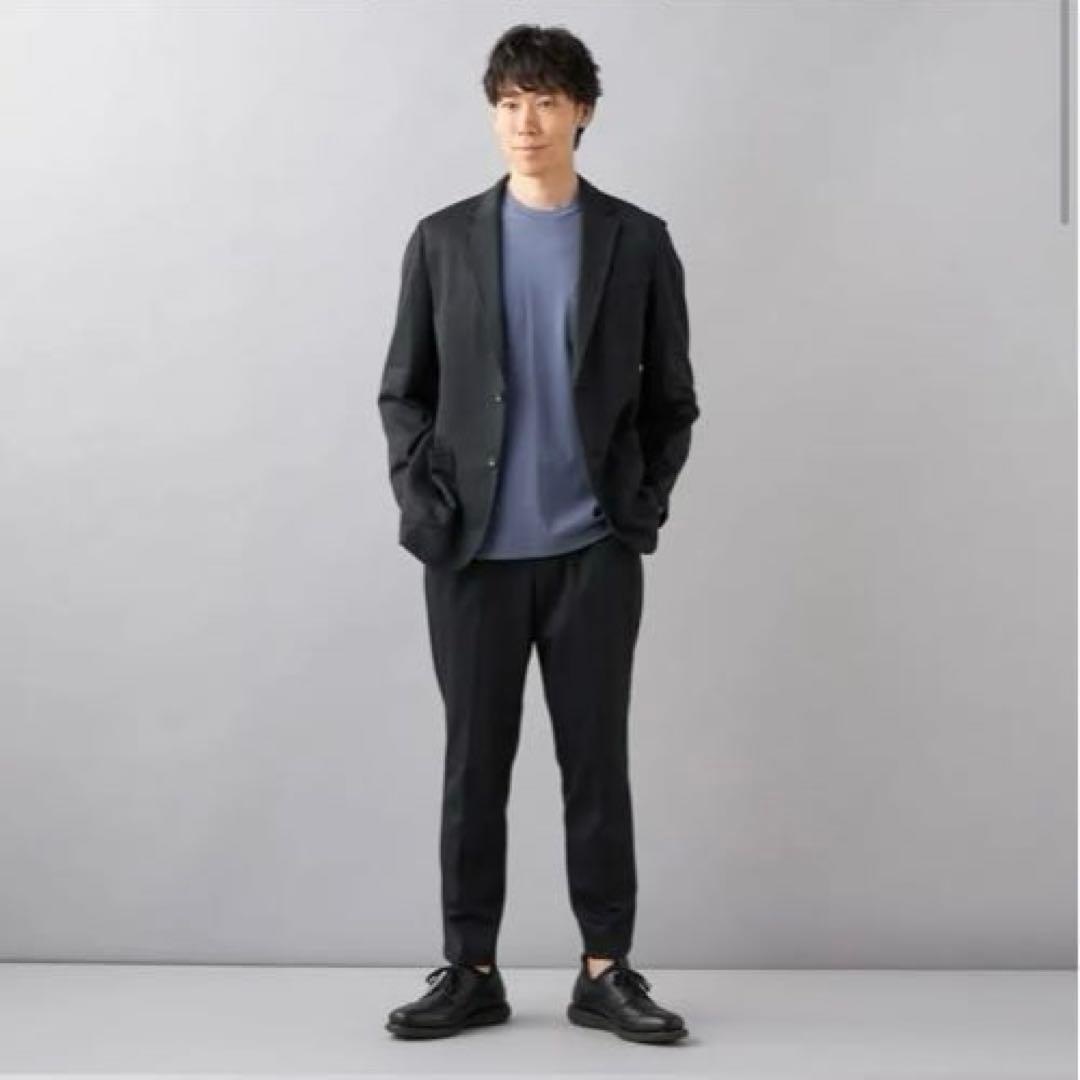 アオキ【未使用タグ付】パジャマスーツプリントジャージ黒ウィンドウペン　ゆったりL