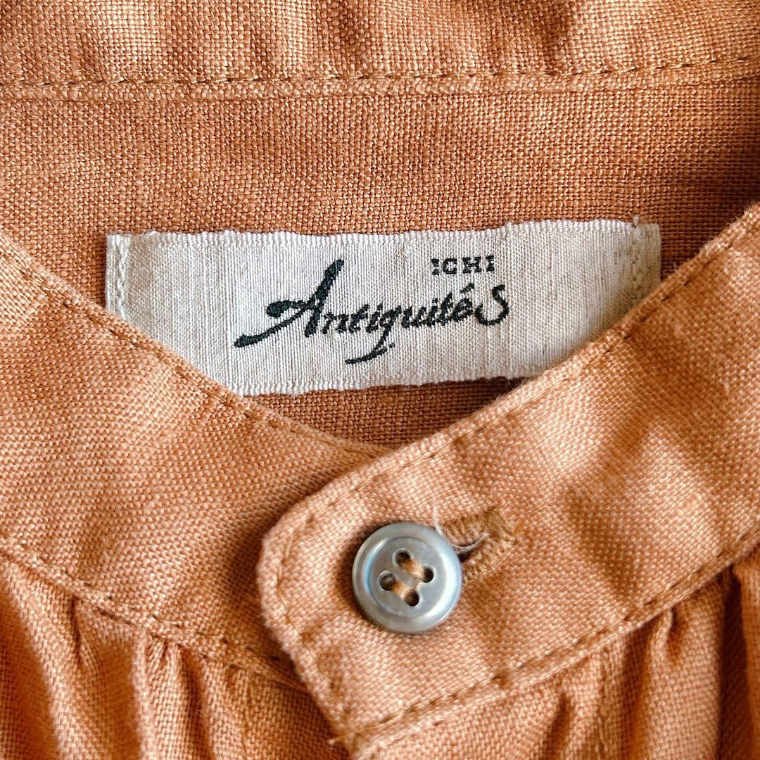 美品 ICHI Antiquite's ⿻ リネン ギャザー ワイドブラウス 麻