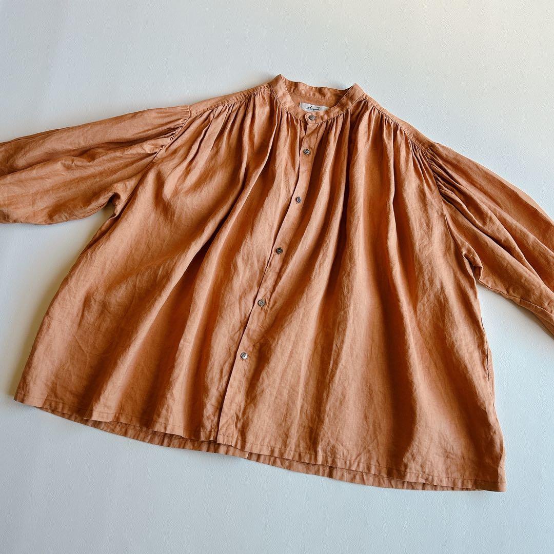 美品 ICHI Antiquite's ⿻ リネン ギャザー ワイドブラウス 麻