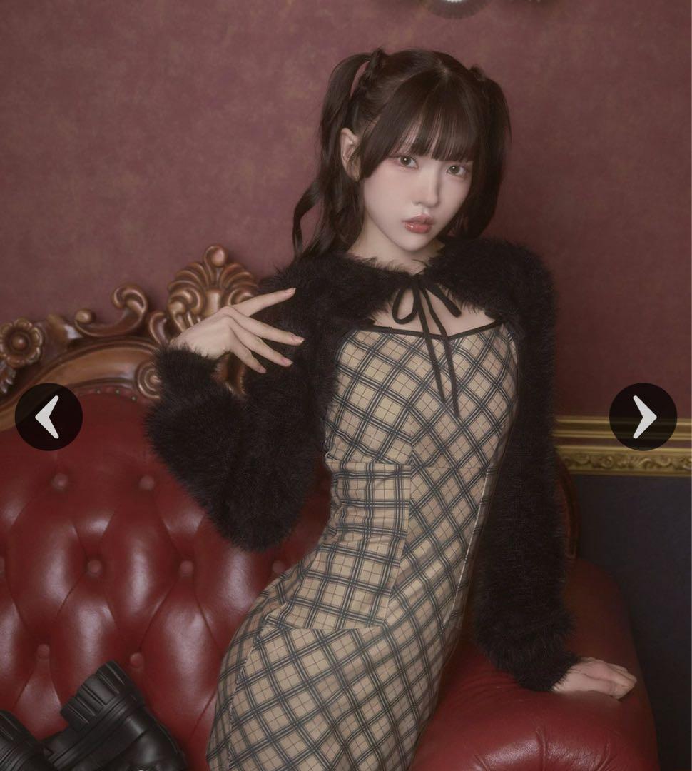 ミシェルマカロン オリジナルチェック柄アンサンブルミニワンピース