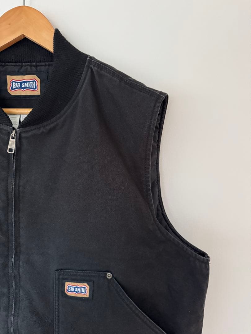 【希少】良品 ビッグスミス ダックベスト XL ブラック フェード ヴィンテージ