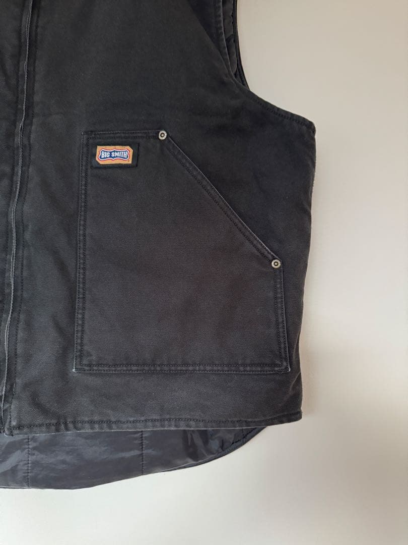 【希少】良品 ビッグスミス ダックベスト XL ブラック フェード ヴィンテージ