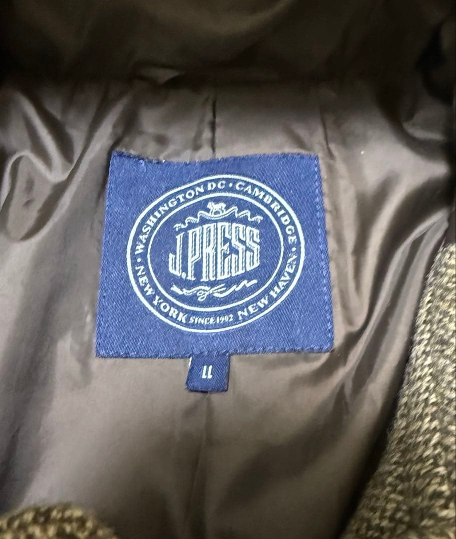 【極美品】J.PRESS ダッフルコート　ウールツイード　大きいサイズLL