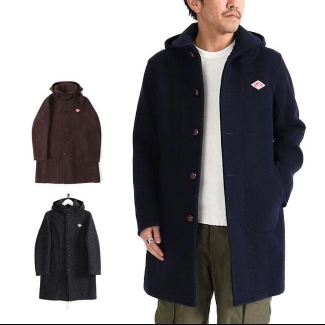 【美品】DANTON ウールモッサ フードコート 2WAYネイビー　XL 42