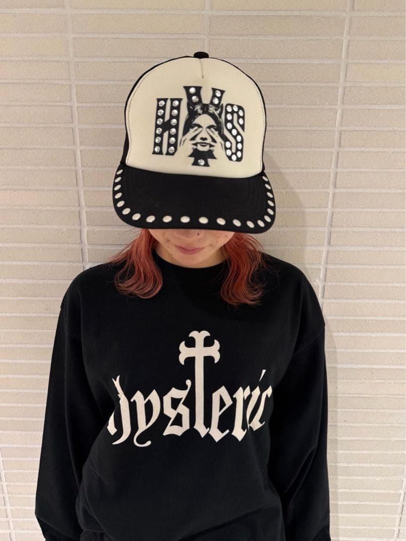 新品 大人気！HYS メッシュキャップ【SEE NO EVIL スタッズ】黒
