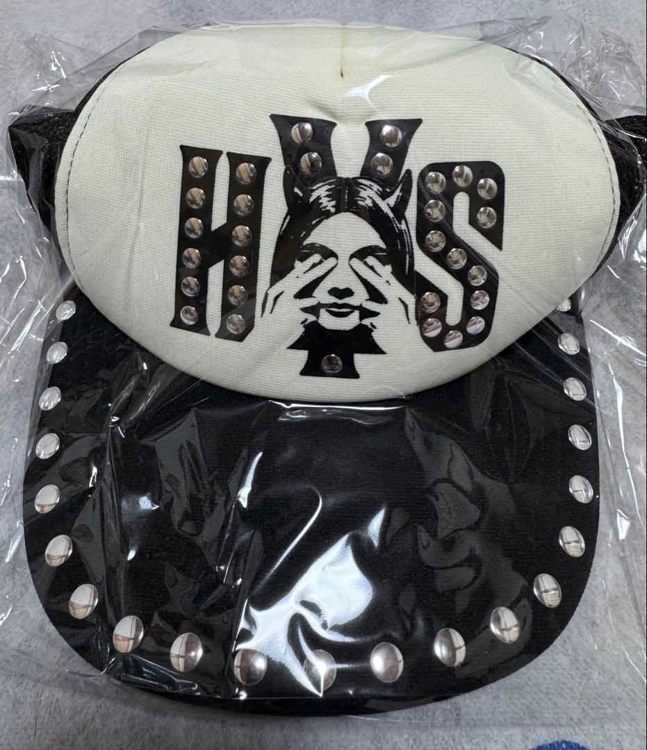 新品 大人気！HYS メッシュキャップ【SEE NO EVIL スタッズ】黒