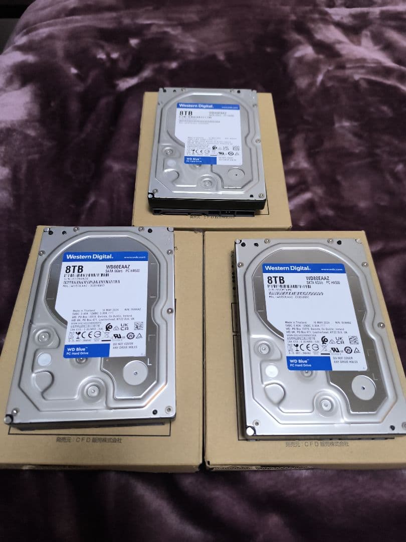 WD80EAAZ 8TB HDD 3台 ＆ Logitecスタンド2台 セット