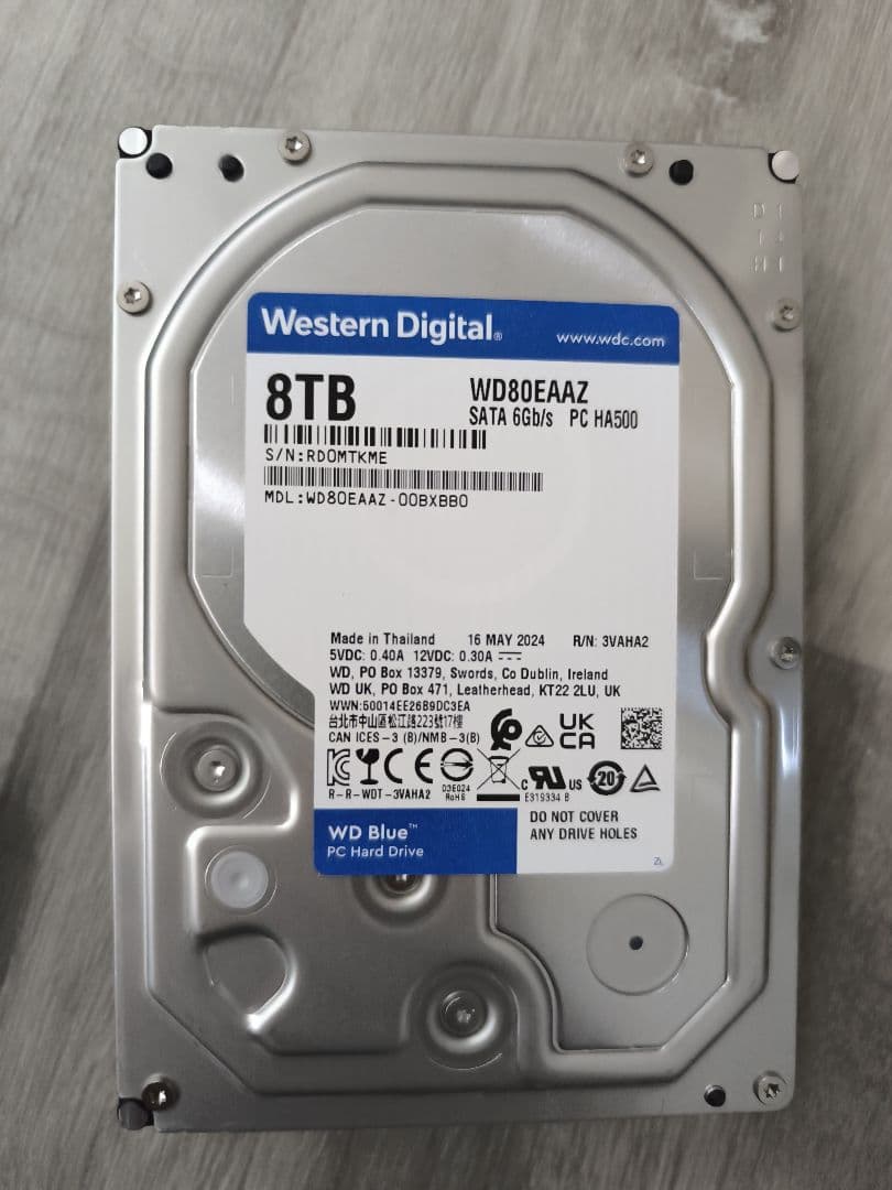 WD80EAAZ 8TB HDD 3台 ＆ Logitecスタンド2台 セット