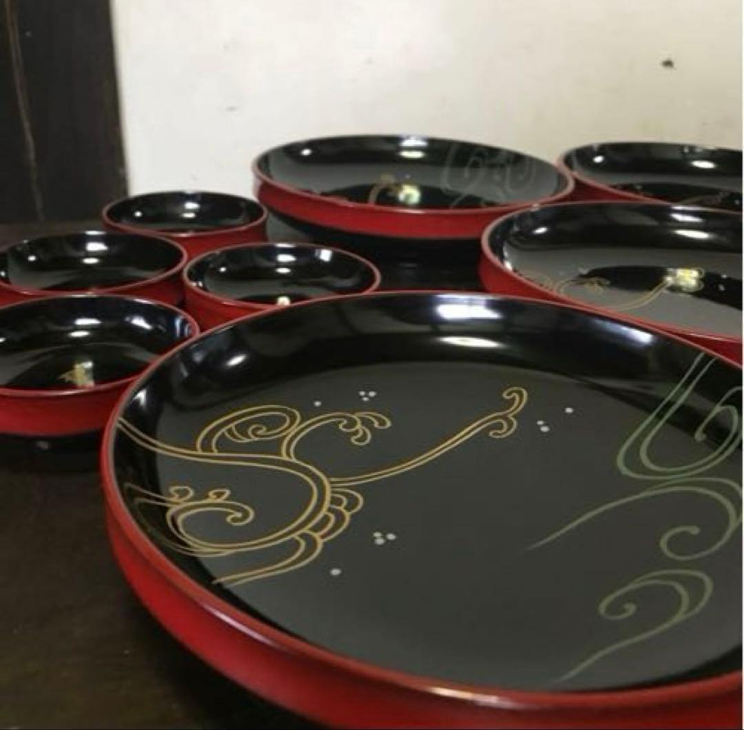 美品　輪島塗　蒔絵　当時物　漆器　刺身皿　取り皿　銘々皿　お祝い事　共箱付き