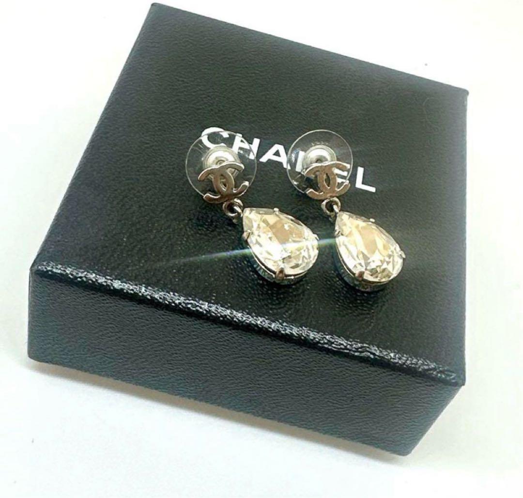 鑑定済✨CHANEL シャネル　ティアドロップピアスシルバー両耳ココマーク