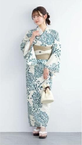 お任せ下駄+画像の帯つき◆ノー皺加工最高級クールパス◆紫陽花（あじさい）花