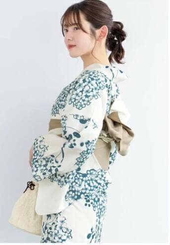 お任せ下駄+画像の帯つき◆ノー皺加工最高級クールパス◆紫陽花（あじさい）花