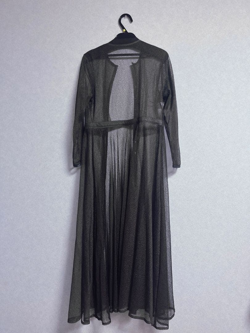 【美品】etoll. 幾何学チュールジャガードレースワンピース チャコール S