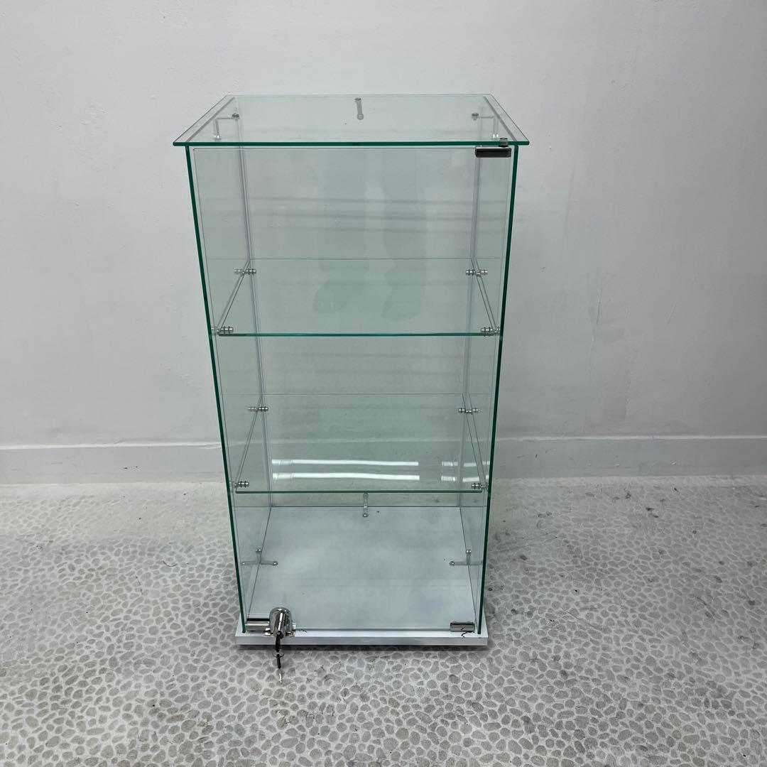 【配送可/直接引取歓迎】全面強化ガラス コレクションケース 3段 白塗装・鍵付き