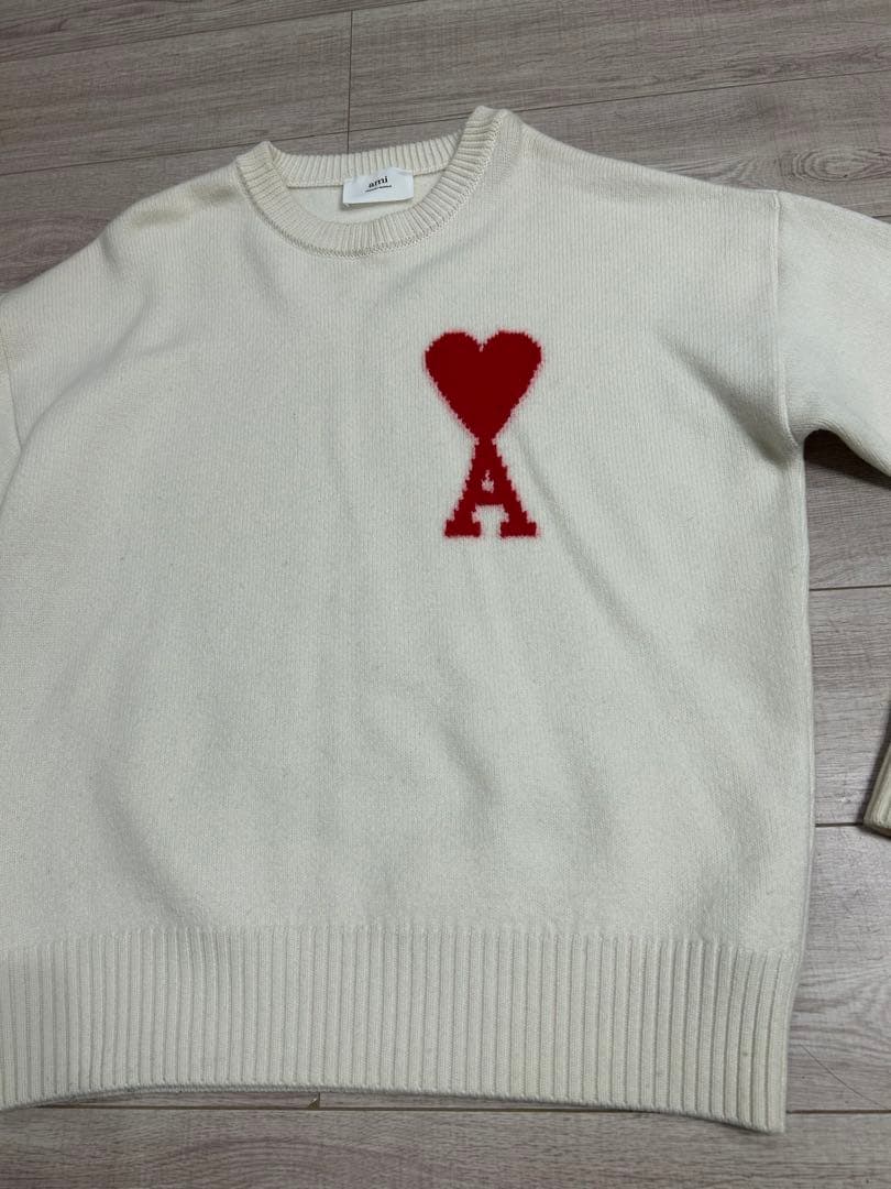 【芸能人着用】AMI PARIS アミパリス ロゴニット セーター ホワイト M