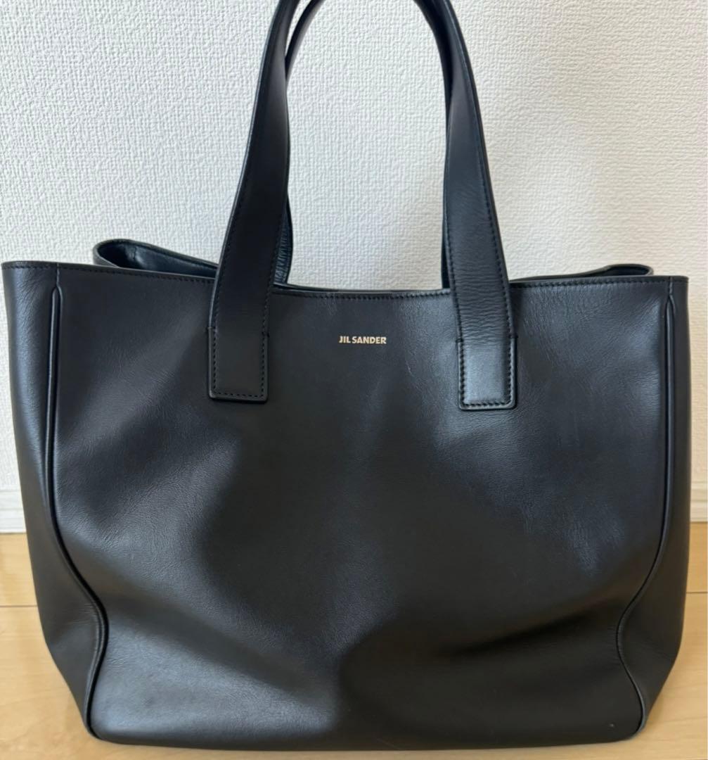 JIL SANDER ブラックレザートートバッグ