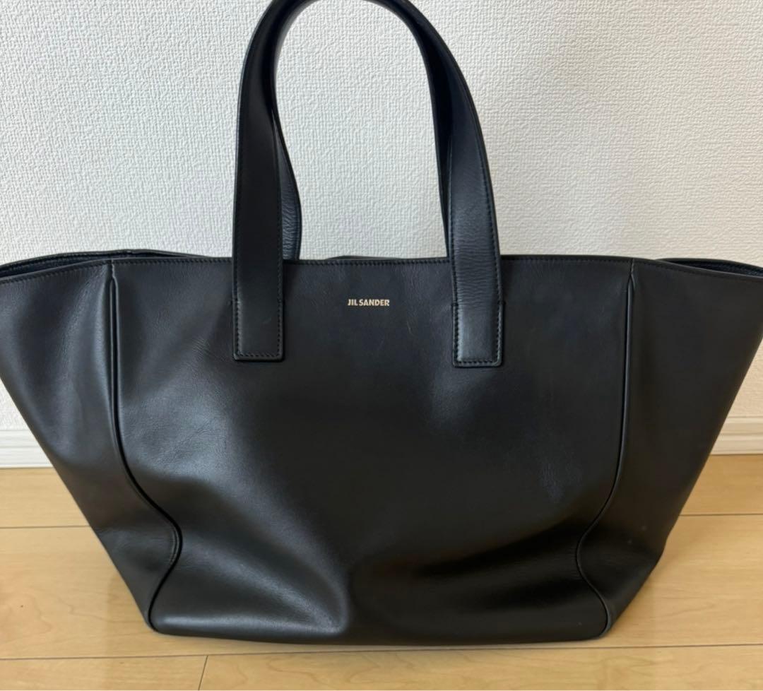 JIL SANDER ブラックレザートートバッグ