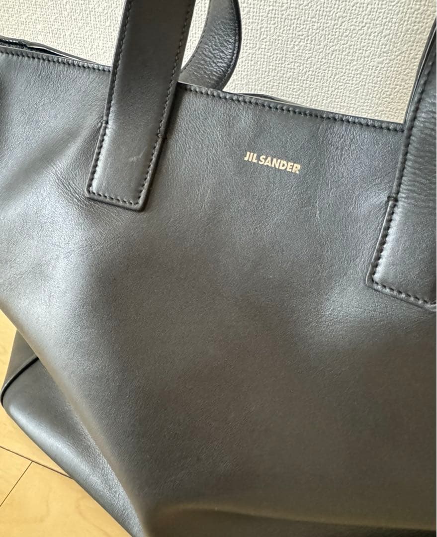 JIL SANDER ブラックレザートートバッグ