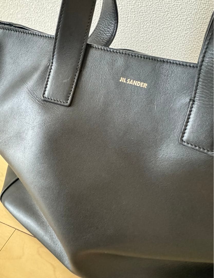 JIL SANDER ブラックレザートートバッグ