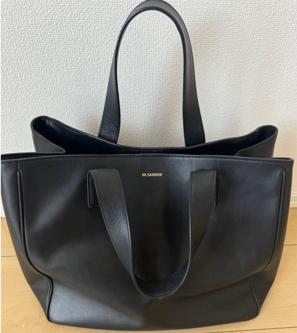 JIL SANDER ブラックレザートートバッグ