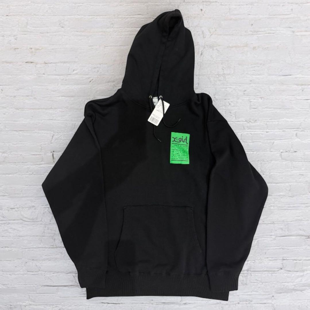 X-girl エックスガール WORDSFACE パーカー L 黒 新品タグ付