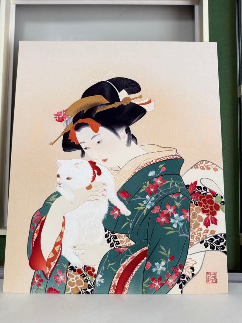 T15 伝統工芸士副会長 摺師 本田春麗 限定17/60部 原画（目黒雅叙園）猫