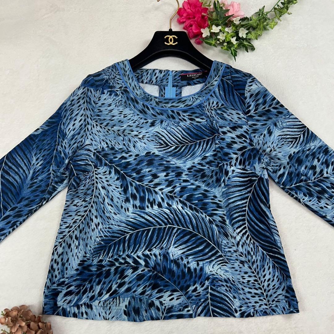 J707 美品 XL レオナール カンカン素材 カットソー レディース