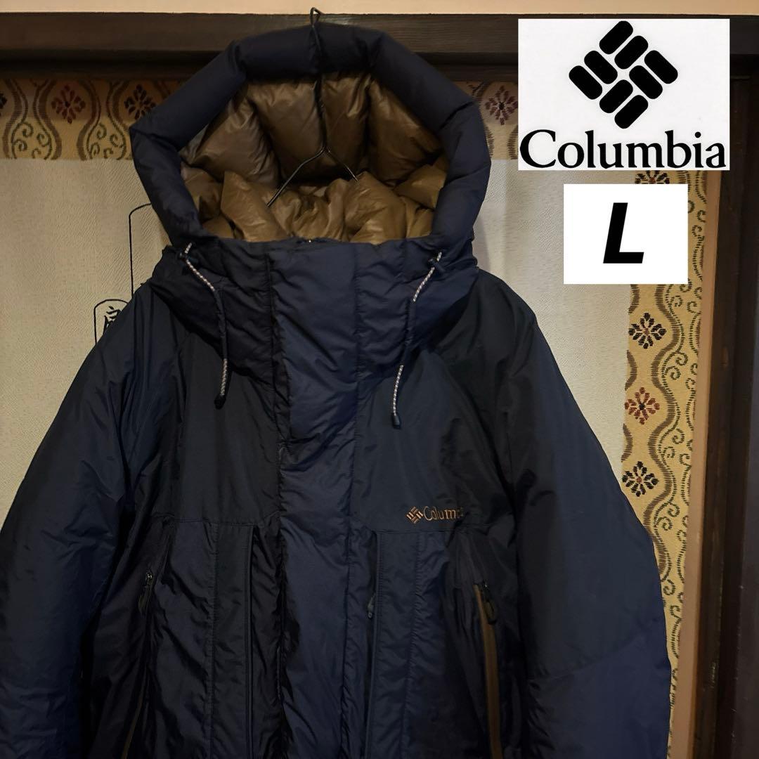 【美品】 Columbia コロンビア フードダウン メンズL ネイビー