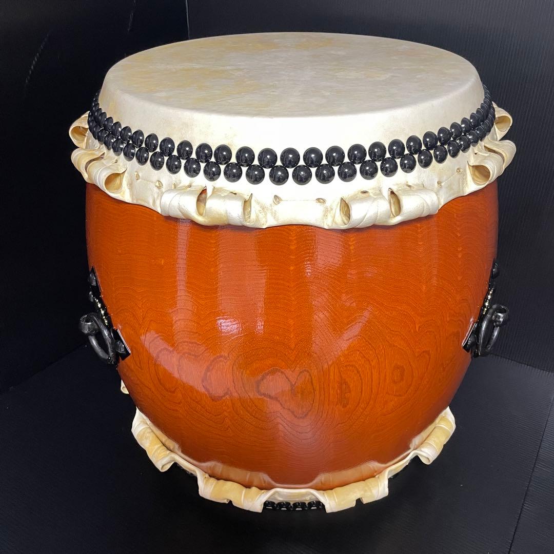 美品 和太鼓 長胴太鼓 宮太鼓 一尺五寸 46cm 二尺 約60cm 耳付 袋