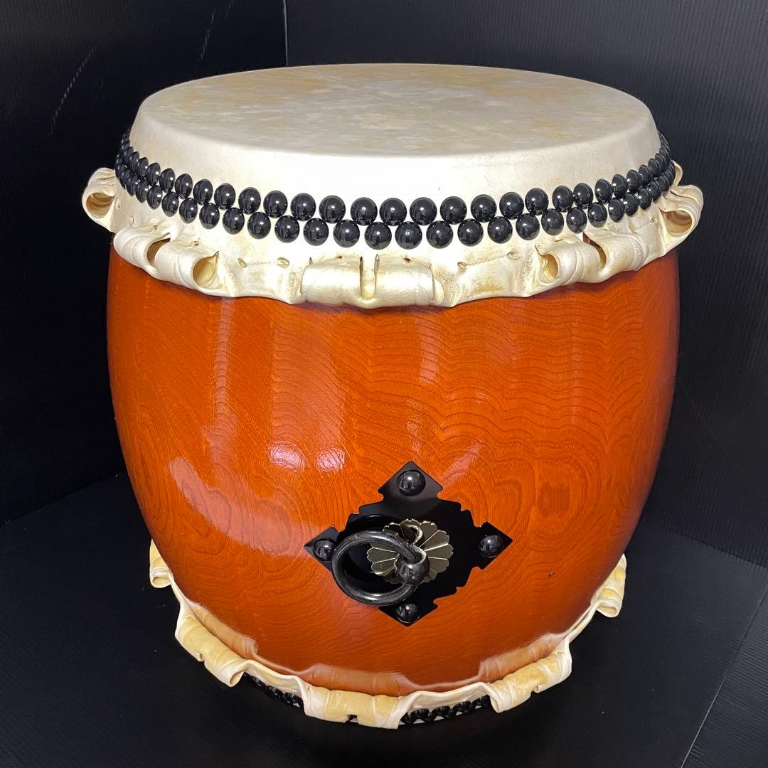 美品 和太鼓 長胴太鼓 宮太鼓 一尺五寸 46cm 二尺 約60cm 耳付 袋