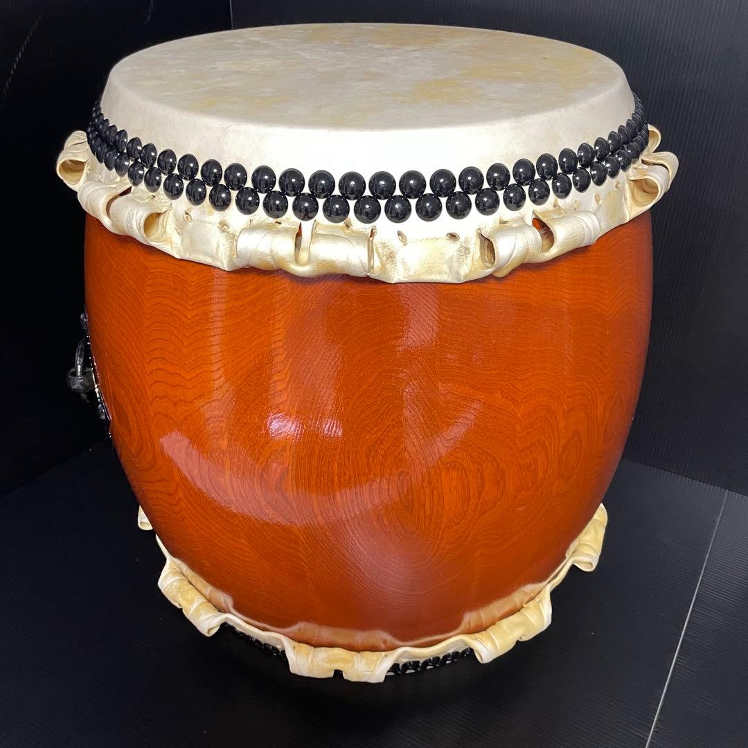 美品 和太鼓 長胴太鼓 宮太鼓 一尺五寸 46cm 二尺 約60cm 耳付 袋
