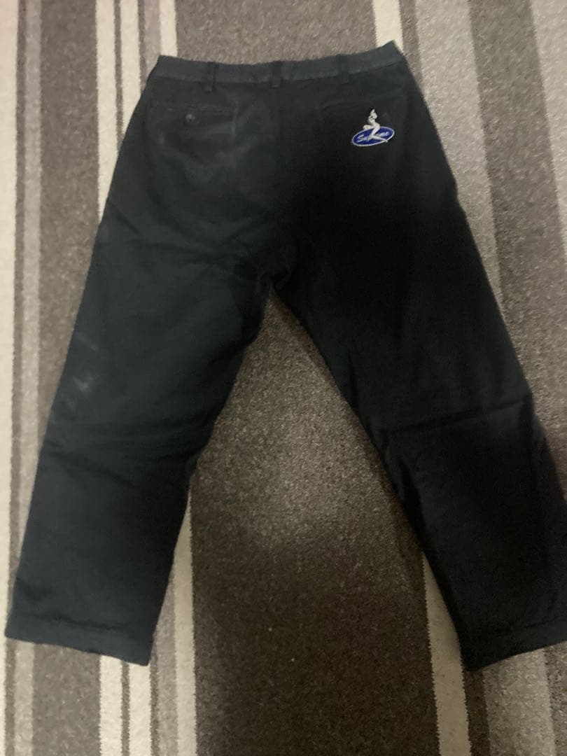 Supreme ブラック チノパン32インチ